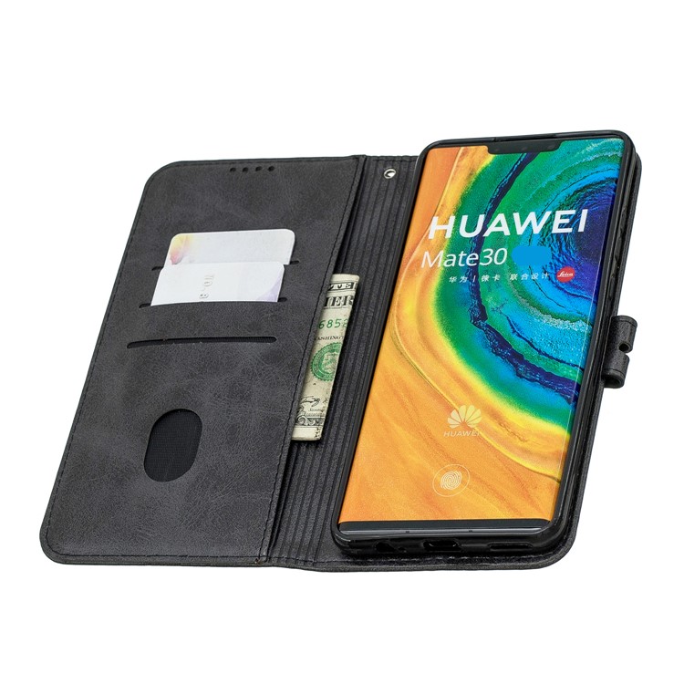 Carteira De Couro Ficar Tampa Do Telefone Com Alça Para Huawei Companheiro 30 / Companheiro 30 5G - Preto-5