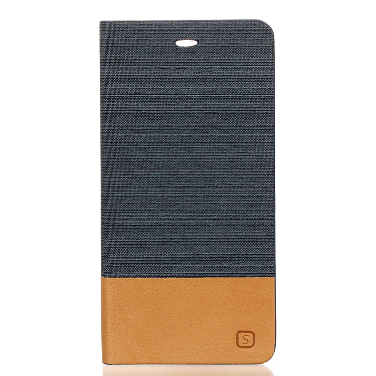 Bi-color Linen Leather Card Holder Cover for Huawei P9 - Dark Grey-1