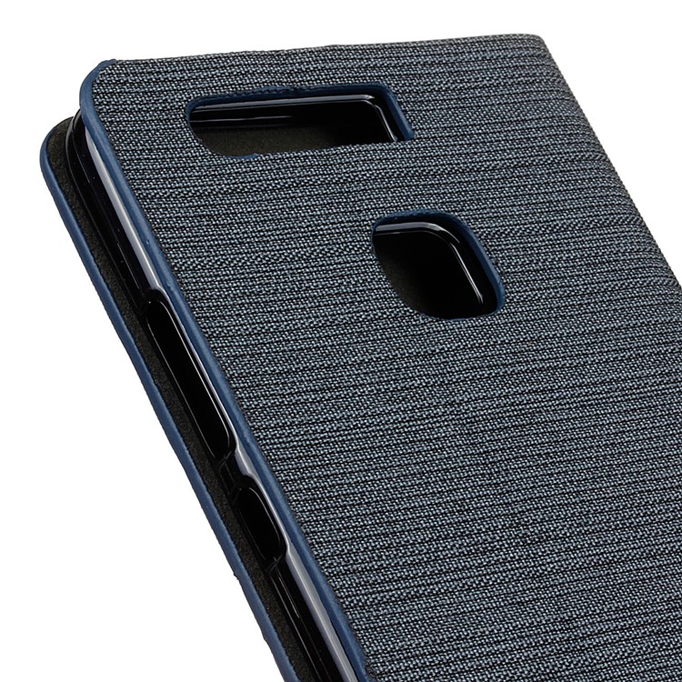 Bi-color Linen Leather Card Holder Cover for Huawei P9 - Dark Grey-3