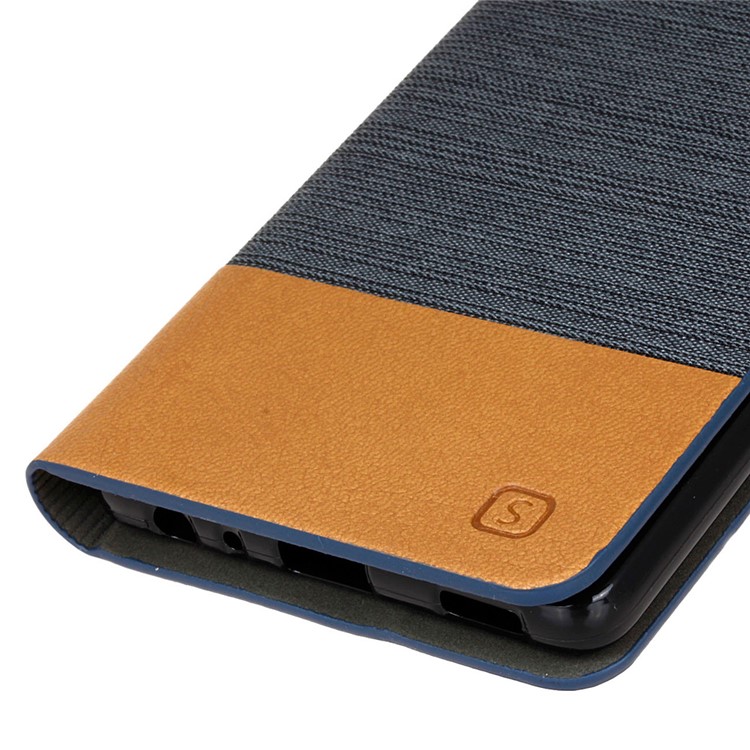 Bi-color Linen Leather Card Holder Cover for Huawei P9 - Dark Grey-4