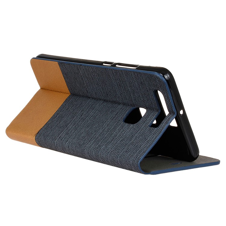 Bi-color Linen Leather Card Holder Cover for Huawei P9 - Dark Grey-6