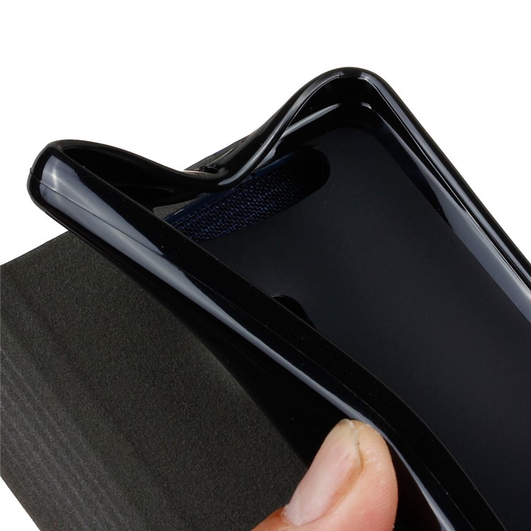 Bi-color Linen Leather Card Holder Cover for Huawei P9 - Dark Grey-7