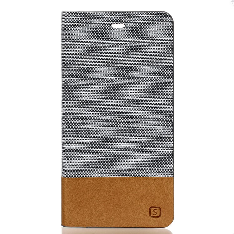 Bi-color Linen Leather Card Holder Case for Huawei P9 - Light Grey-1