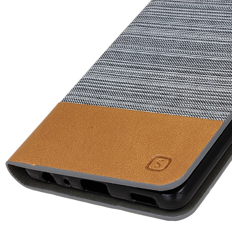 Bi-color Linen Leather Card Holder Case for Huawei P9 - Light Grey-4