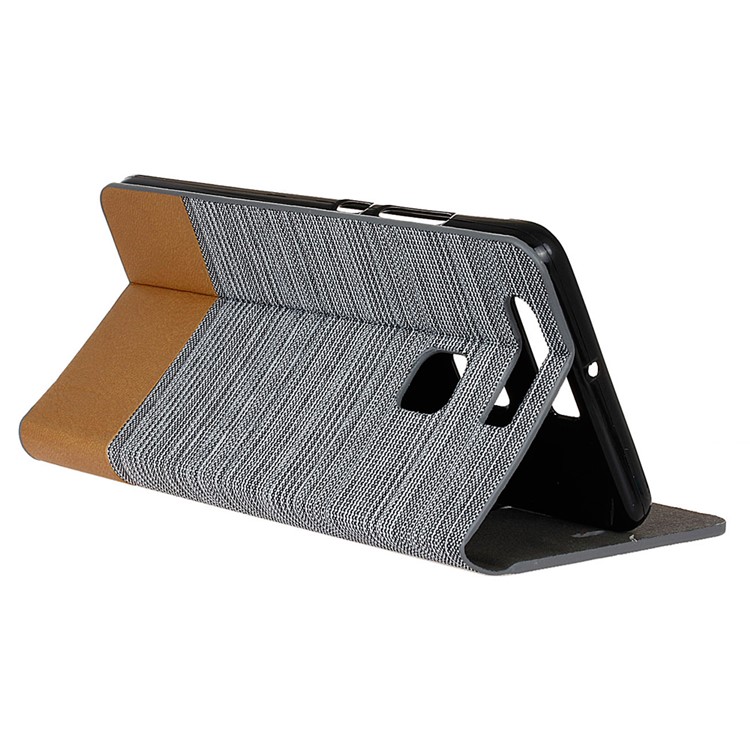Bi-color Linen Leather Card Holder Case for Huawei P9 - Light Grey-6
