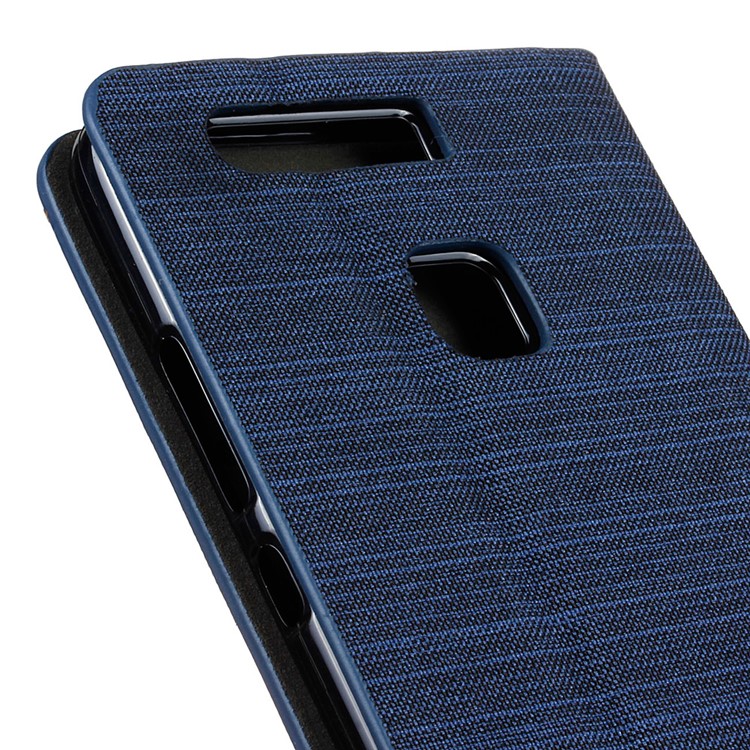 Bi-color Linen Leather Srand Case for Huawei P9 - Dark Blue-3