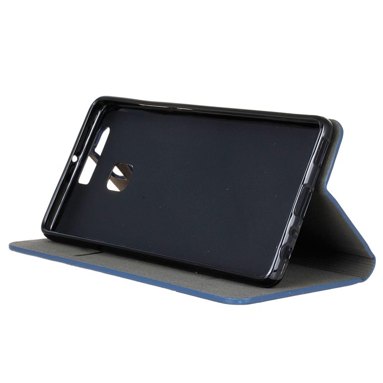 Bi-color Linen Leather Srand Case for Huawei P9 - Dark Blue-5