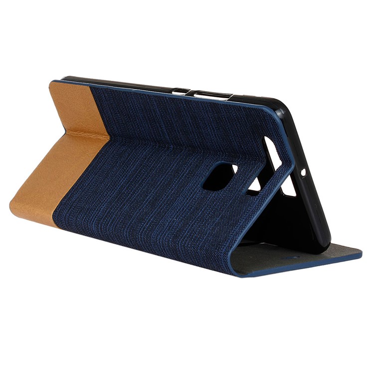 Bi-color Linen Leather Srand Case for Huawei P9 - Dark Blue-6