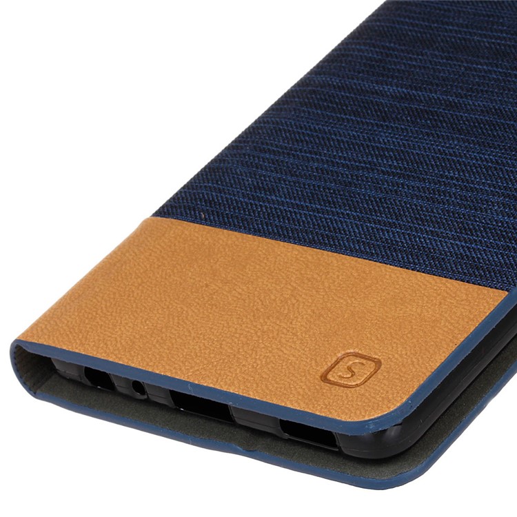 Bi-color Linen Leather Srand Case for Huawei P9 - Dark Blue-7