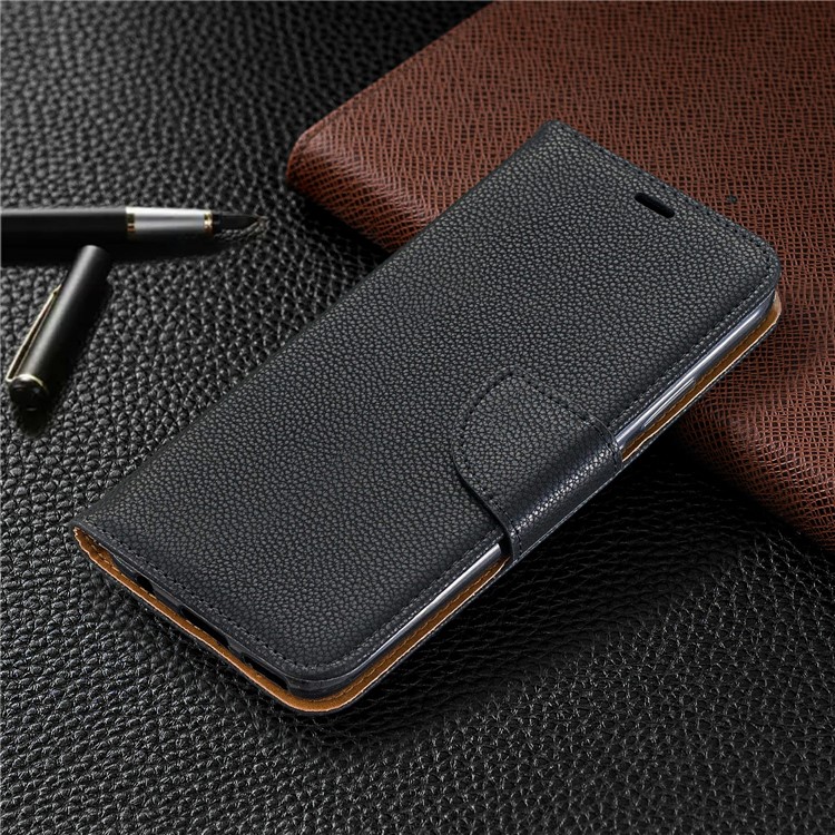 Litchi Skin Wallet Leather Stand Case for Huawei Mate 30 Lite / nova 5i Pro - Black-7