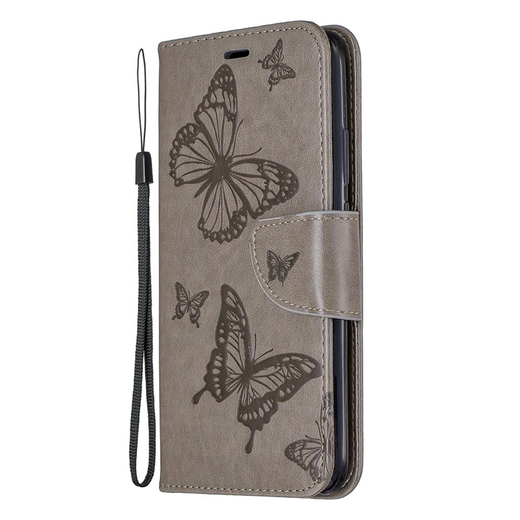 Imprint Butterfly Leather Wallet Stand Case for Huawei Mate 30 Lite / nova 5i Pro - Grey-2