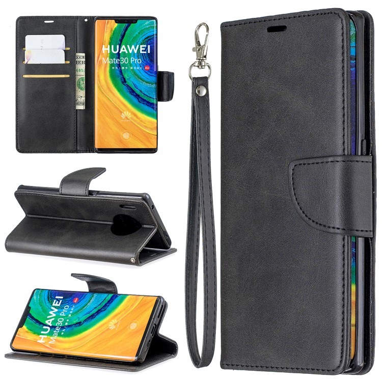 Wallet Leather Phone Case Covering with Stand for Huawei Mate 30 Pro - Black-1