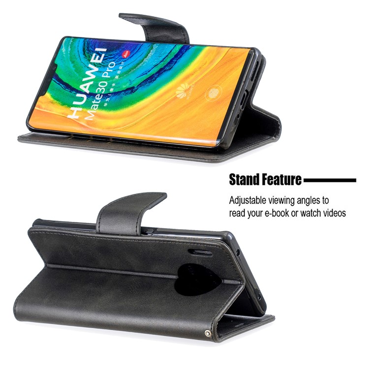 Wallet Leather Phone Case Covering with Stand for Huawei Mate 30 Pro - Black-5