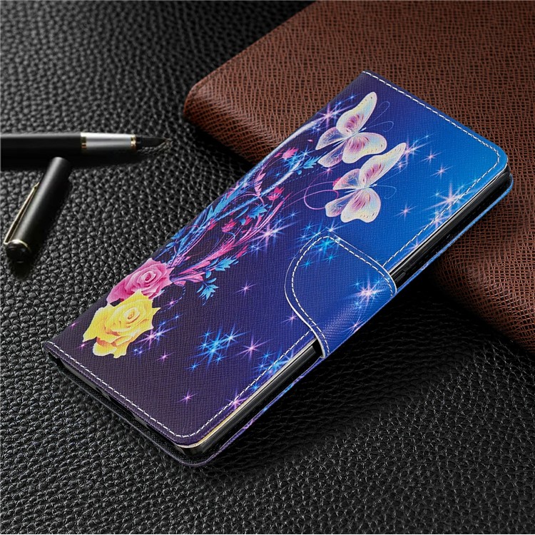 Pattern Printing Wallet Stand Leather Phone Case for Huawei Mate 30 Pro - White Butterflies and Flower-7