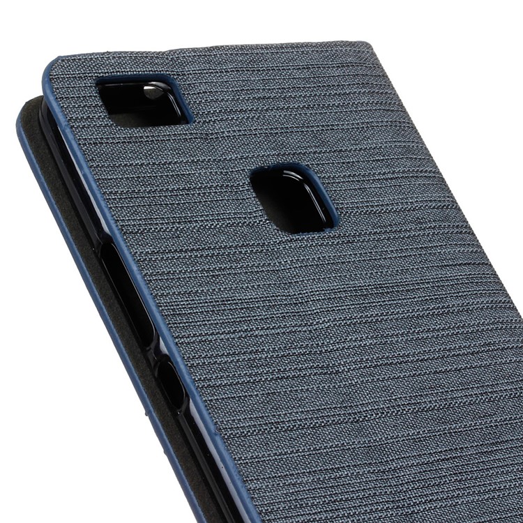 Bicolor Leinen Leder Kartenfach Abdeckung Für Huawei P9 Lite / G9 Lite - Dunkelgrau-3