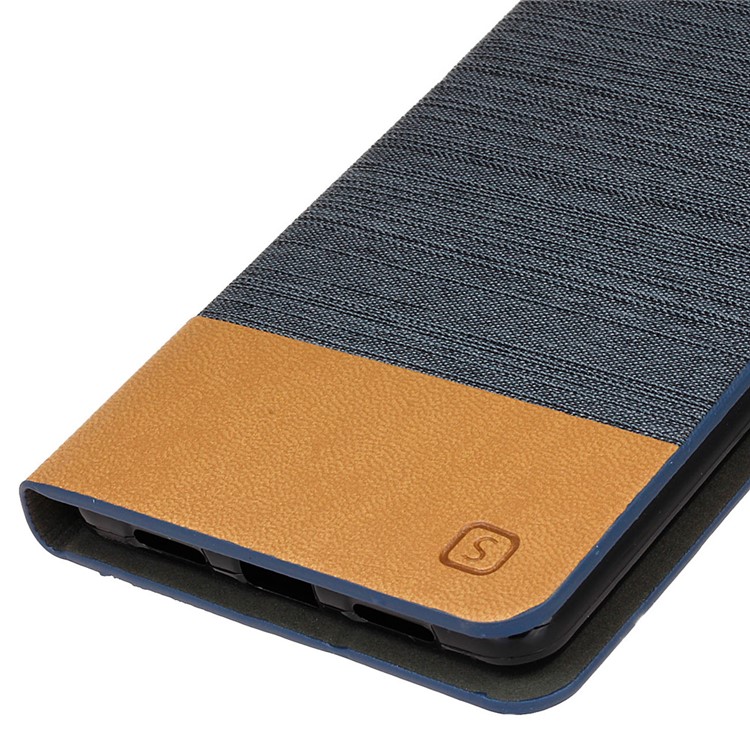 Bicolor Leinen Leder Kartenfach Abdeckung Für Huawei P9 Lite / G9 Lite - Dunkelgrau-4