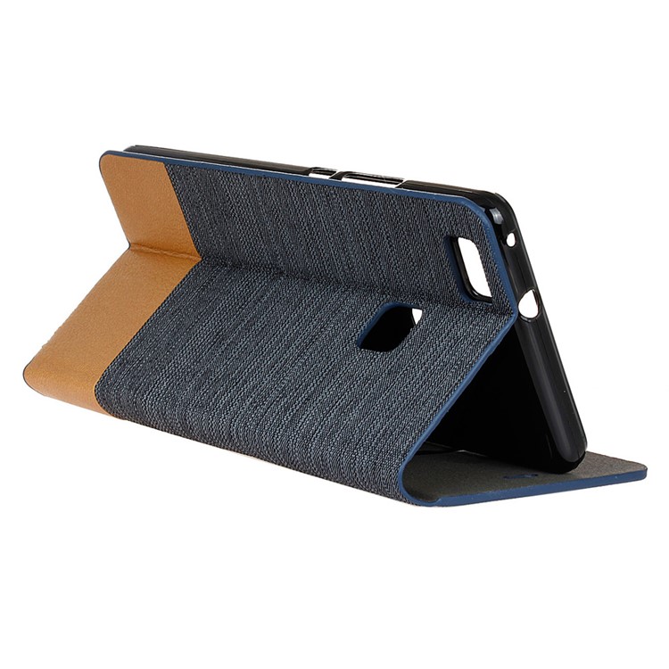 Bicolor Leinen Leder Kartenfach Abdeckung Für Huawei P9 Lite / G9 Lite - Dunkelgrau-6
