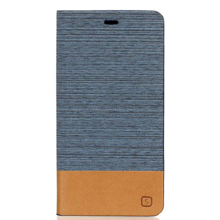 Bi-color Linen Leather Stand Shell Cover for Huawei P9 Lite / G9 Lite - Light Blue-1