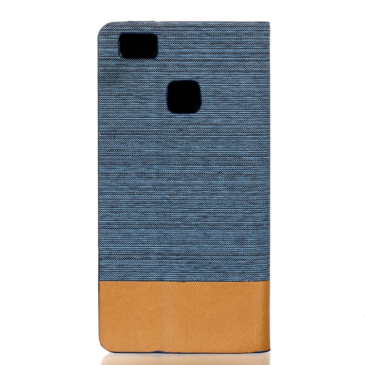 Bi-color Linen Leather Stand Shell Cover for Huawei P9 Lite / G9 Lite - Light Blue-2