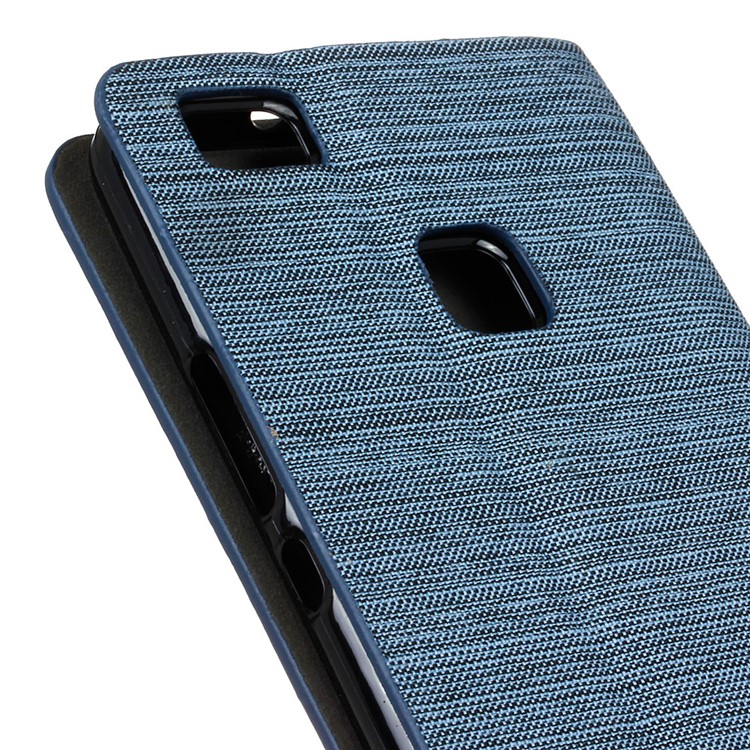 Bi-color Linen Leather Stand Shell Cover for Huawei P9 Lite / G9 Lite - Light Blue-3