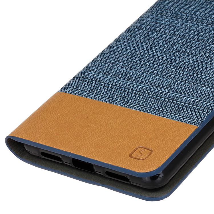 Bi-color Linen Leather Stand Shell Cover for Huawei P9 Lite / G9 Lite - Light Blue-4