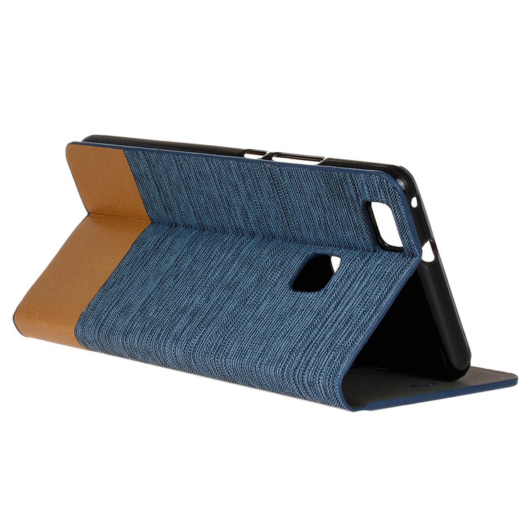 Bi-color Linen Leather Stand Shell Cover for Huawei P9 Lite / G9 Lite - Light Blue-6