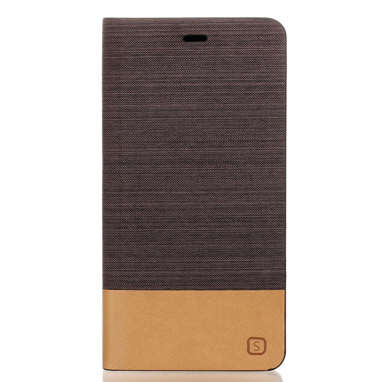 Bi-color Linen Leather Flip Stand Cover for Huawei P9 Lite / G9 Lite - Coffee-1