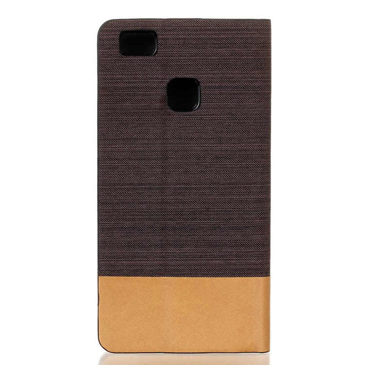 Bi-color Linen Leather Flip Stand Cover for Huawei P9 Lite / G9 Lite - Coffee-2