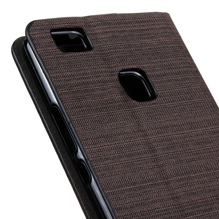 Bi-color Linen Leather Flip Stand Cover for Huawei P9 Lite / G9 Lite - Coffee-3