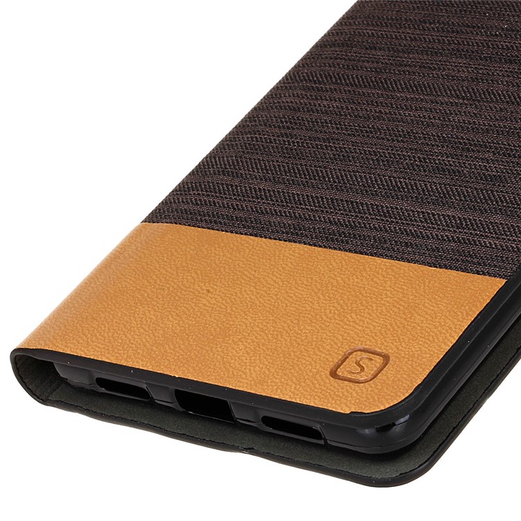 Bi-color Linen Leather Flip Stand Cover for Huawei P9 Lite / G9 Lite - Coffee-4