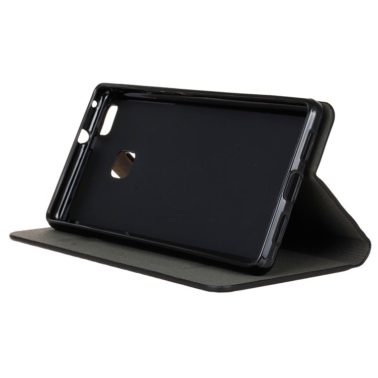 Bi-color Linen Leather Flip Stand Cover for Huawei P9 Lite / G9 Lite - Coffee-5