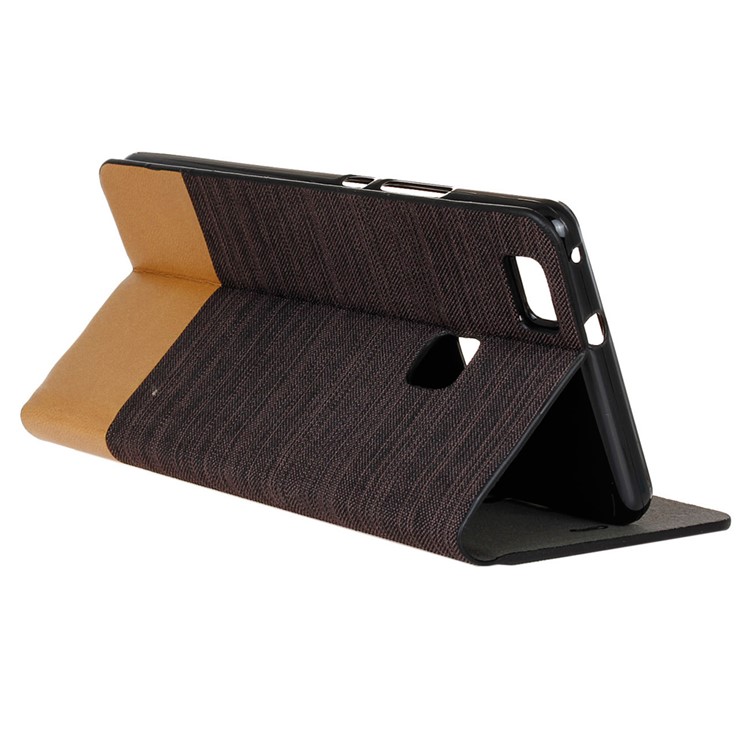 Bi-color Linen Leather Flip Stand Cover for Huawei P9 Lite / G9 Lite - Coffee-6