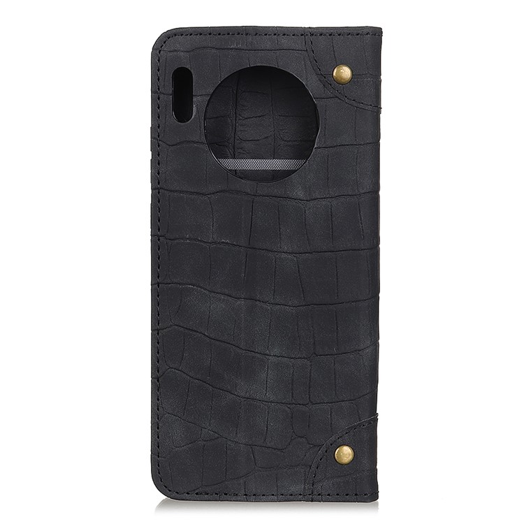 Crocodile Skin Auto-absorbed Split Leather Wallet Case for Huawei Mate 30 - Black-3