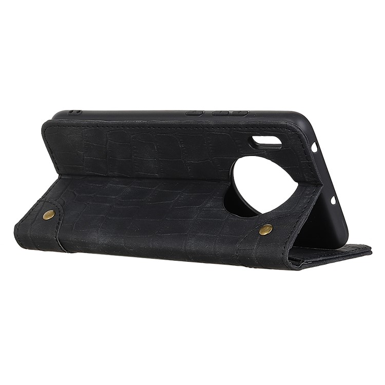 Crocodile Skin Auto-absorbed Split Leather Wallet Case for Huawei Mate 30 - Black-4