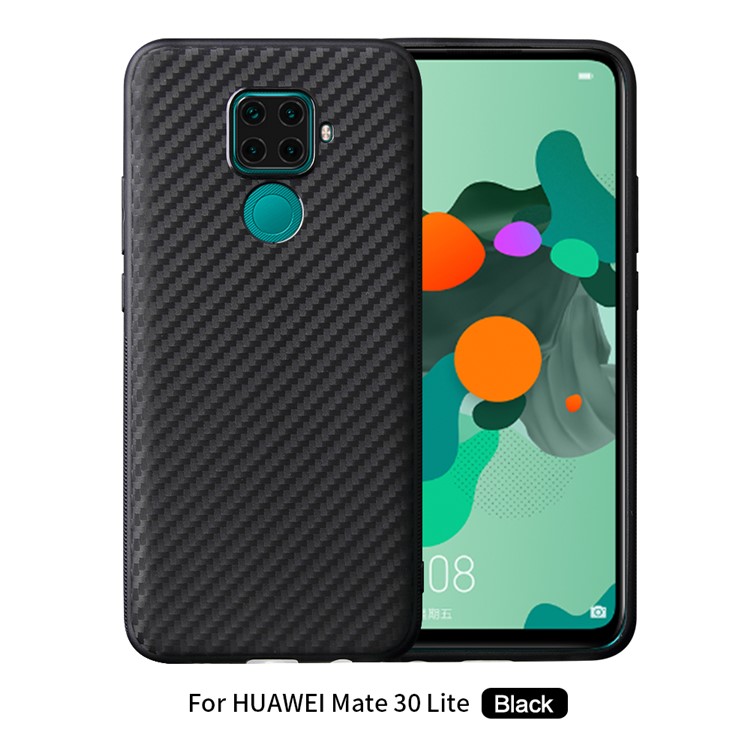 For Huawei Mate 30 Lite / nova 5i Pro Carbon Fiber Surface Soft TPU Mobile Shell - Black-1