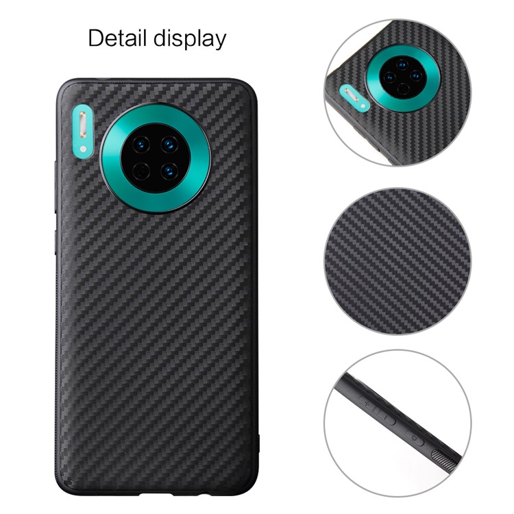 Carbon Fiber Skin TPU Case Cell Cover for Huawei Mate 30 - Black-2