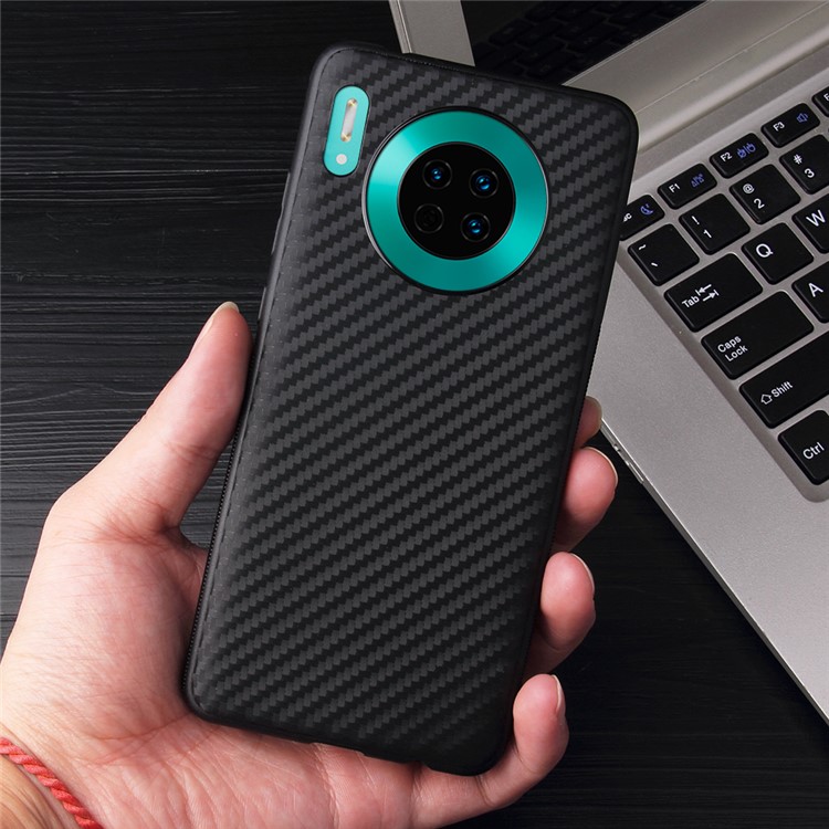 Carbon Fiber Skin TPU Case Cell Cover for Huawei Mate 30 - Black-6