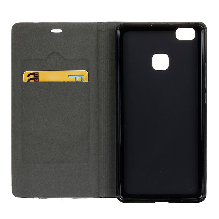 Contrast Color Leather Card Slot Case for Huawei P9 Lite/G9 Lite - Black-7
