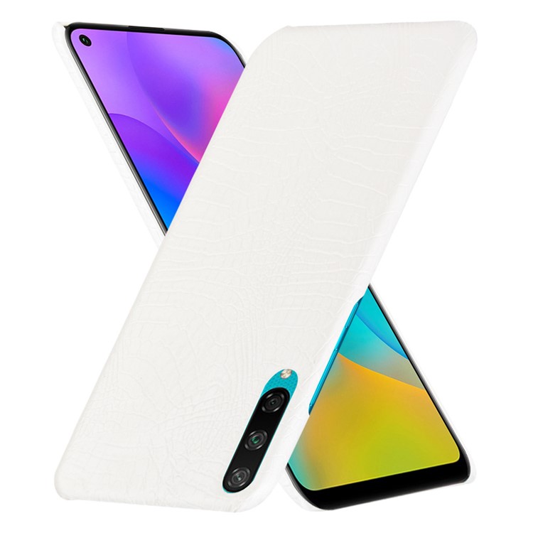 Crocodile Skin PU Leather Coated Plastic Shell Case for Huawei Honor Play 3 - White-1