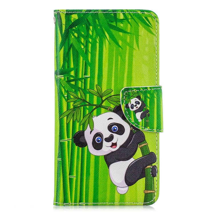 Pattern Printing Cross Texture Leather Wallet Stand Case for Huawei Mate 30 - Panda-4