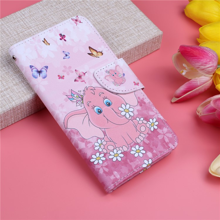 Pattern Printing Leather Wallet Phone Cover Case for Huawei Mate 30 Pro - Elephant-8