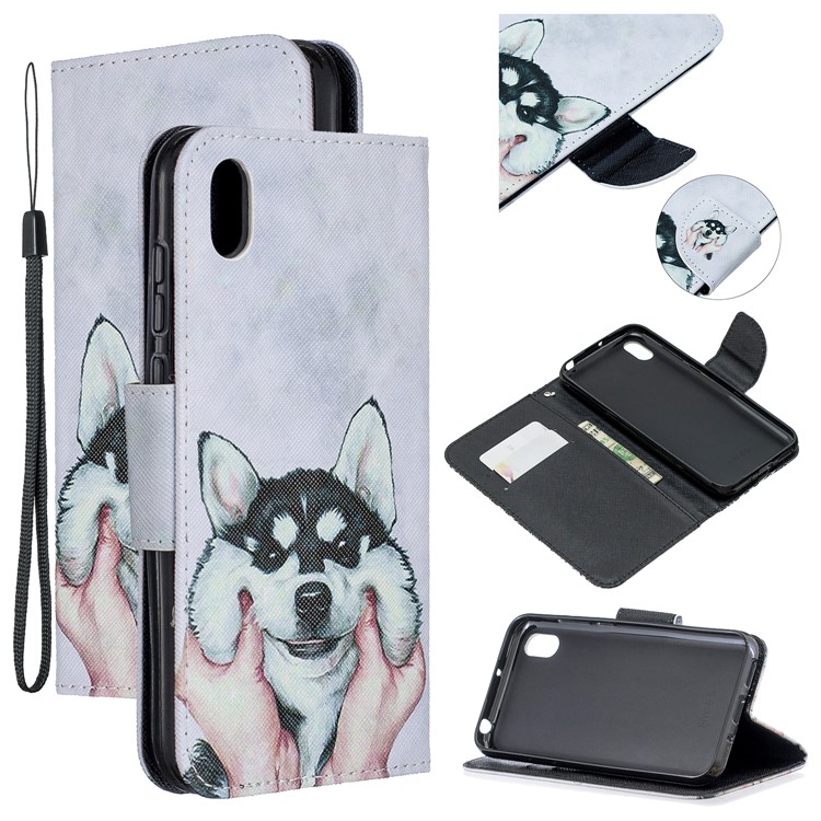 Impressão Padrão Caso Tampa Do Telefone Carteira De Couro Para Huawei Honra 8S / Y5 (2019) - Cão-1