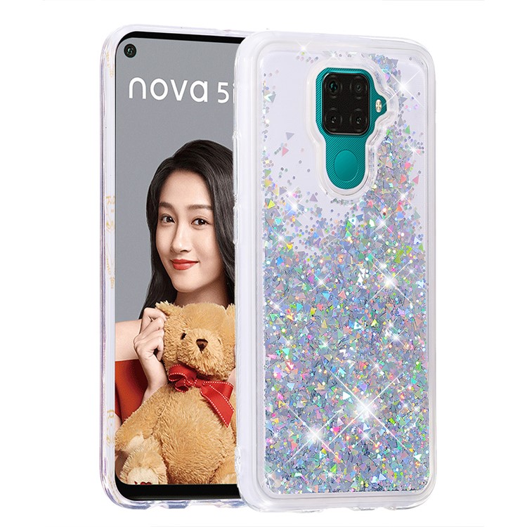 Quicksand Dynamic Glittery Sequins TPU Shell for Huawei Mate 30 Lite/nova 5i Pro - Silver-3