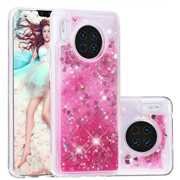 Quicksand Dynamic Glittery Sequins TPU Shell Cover for Huawei Mate 30 - Pink-1