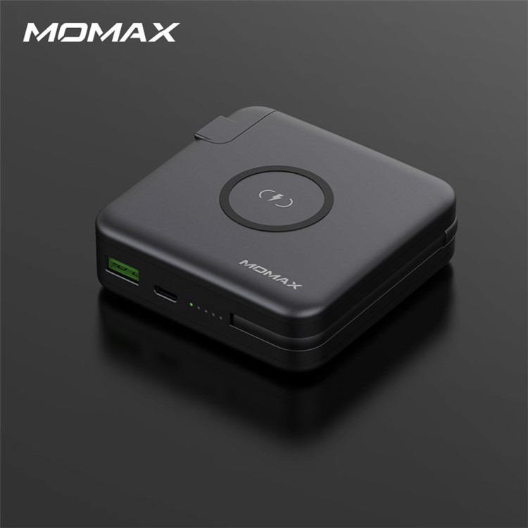 MOMAX Q.Power Plug Power Adapter PD + QC 3.0 18W 6700mAh Power Bank QI Wireless Charger - Grey-6