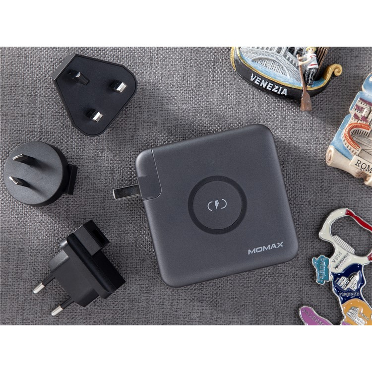 MOMAX 3 in 1 Power Adapter Set Q.Power Plug PD + QC 3.0 18W 6700mAh Power Bank QI Wireless Charger - Grey-19