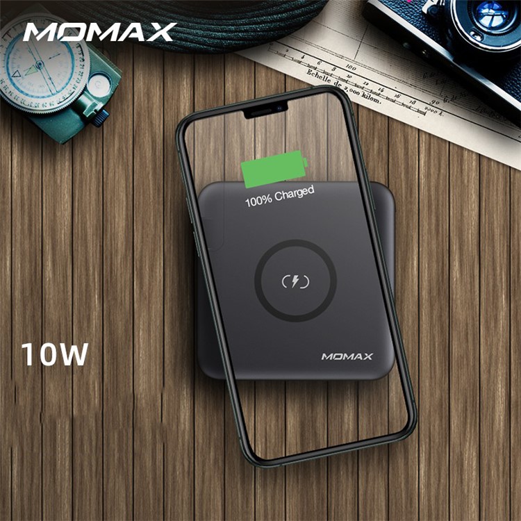 MOMAX 3 in 1 Power Adapter Set Q.Power Plug PD + QC 3.0 18W 6700mAh Power Bank QI Wireless Charger - Grey-5