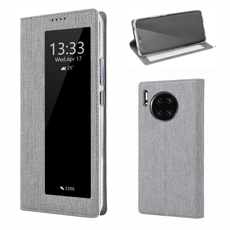 IVL Boîtier De Téléphone En Cuir Fenêtre De Vue Stand DMX Pliage Pour 30 Pro Huawei Compagnon - Gris-1