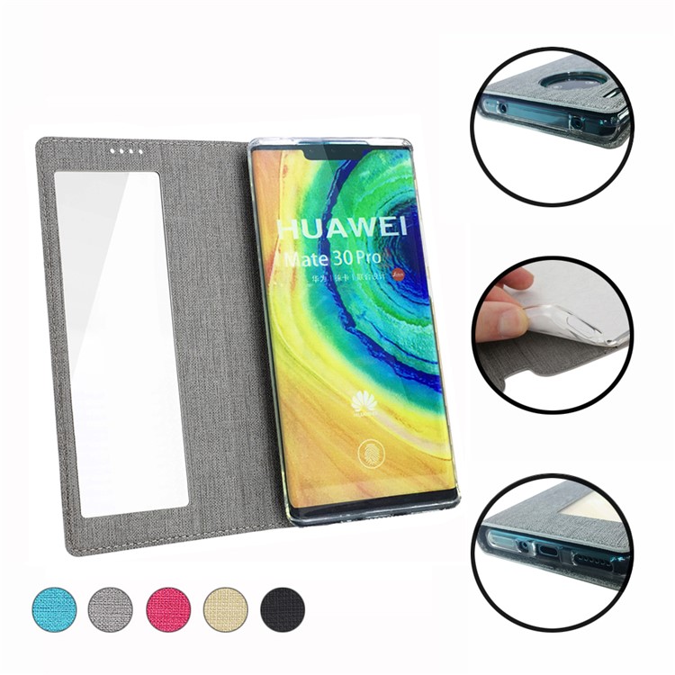IVL Boîtier De Téléphone En Cuir Fenêtre De Vue Stand DMX Pliage Pour 30 Pro Huawei Compagnon - Gris-18