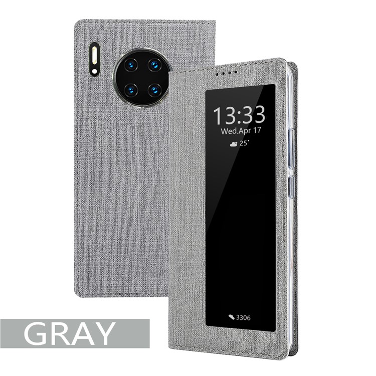 IVL Boîtier De Téléphone En Cuir Fenêtre De Vue Stand DMX Pliage Pour 30 Pro Huawei Compagnon - Gris-6